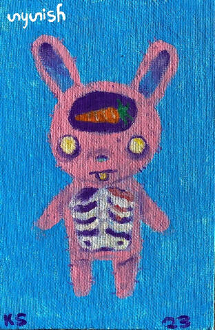 "Hunger" gouache on canvas, 2023