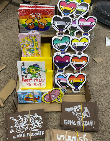 Stickers and hand stamped cards!